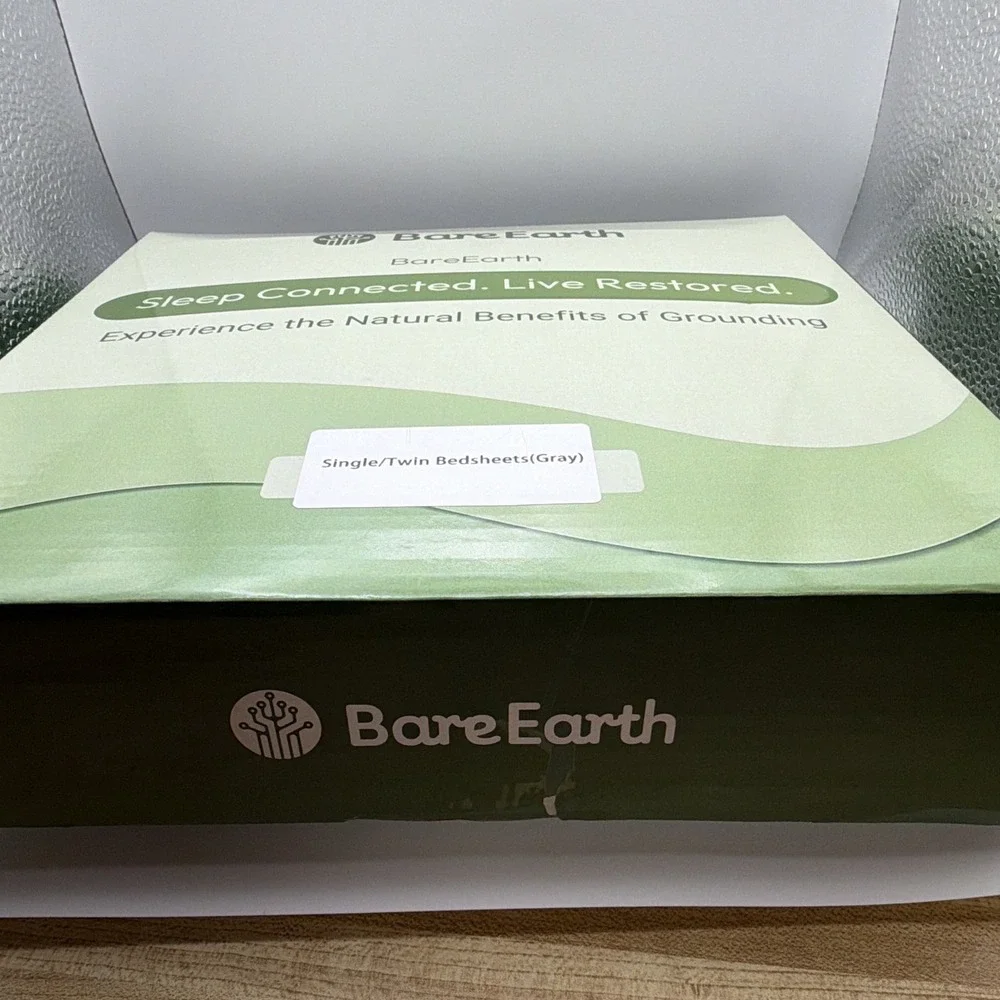 BareEarth Grounding Fitted Sheet Single/Twin Gray Sheet Sealed Open Box